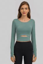 Load image into Gallery viewer, Cut Out Front Crop Yoga Tee
