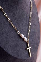 Load image into Gallery viewer, Cross Pendant Necklace with Pearls
